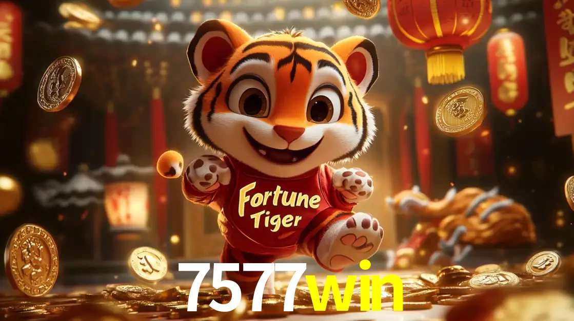 O alegre personagem do Fortune Tiger correndo sobre um caminho de moedas de ouro, simbolizando os grandes prêmios e a diversão do popular jogo de slot do 7577win.