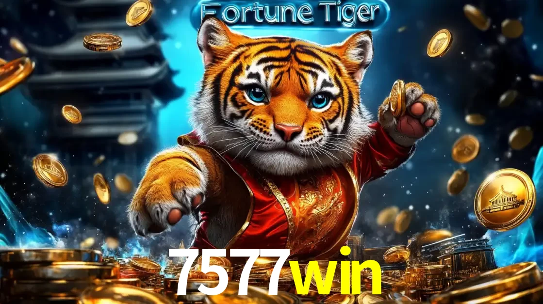 Imagem promocional do jogo de slot Fortune Tiger, com um tigre majestoso em traje tradicional cercado por uma fortuna em moedas de ouro, disponível agora no cassino 7577win.