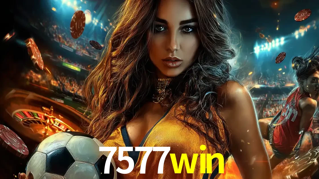 Mulher segurando uma bola de futebol em uma montagem que mistura a paixão esportiva com a emoção da roleta de cassino, tudo disponível na plataforma 7577win.
